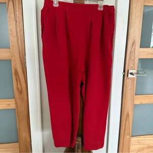Peter Nygard‎ Women’s 100% Silk Red Pleated High-Rise Wide-Leg Trousers Vtg 14W